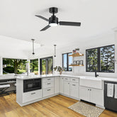 36-inch Black Reversible 3-Blade LED Ceiling Fan with Light Kit and Remote,5in downrod Included